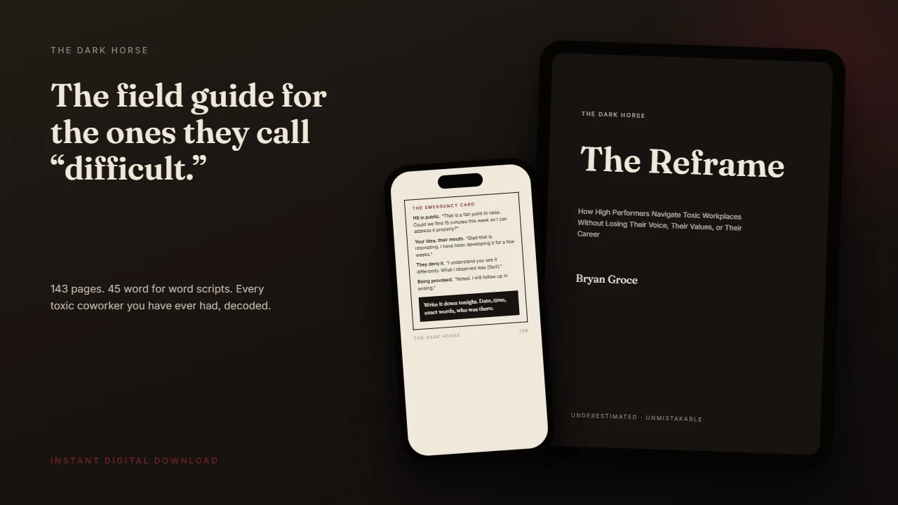 The Reframe cover. The field guide for the ones they call difficult. 143 pages, 45 word for word scripts.